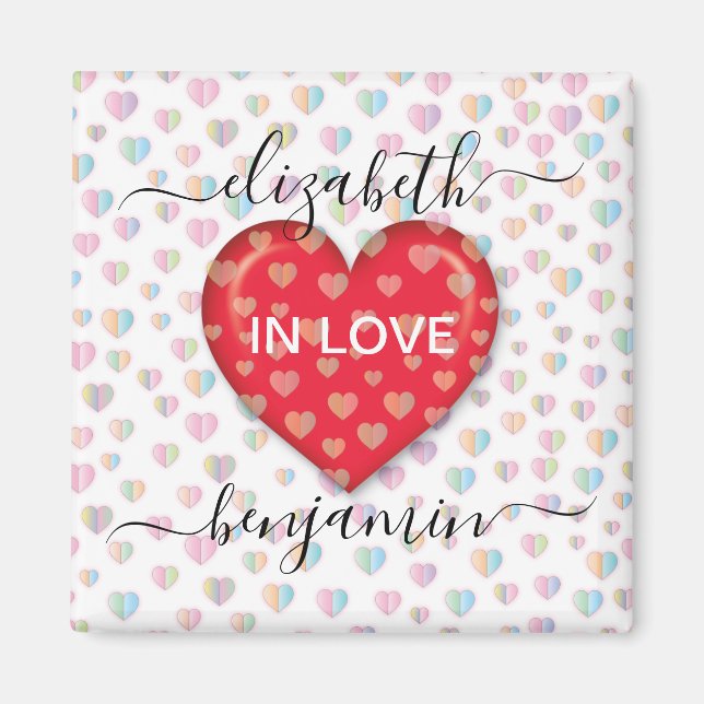Minimalist Fall in Love Heart with heart speckles Magnet (Front)