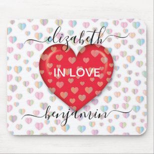 Minimalist Fall in Love Heart with heart speckles Mouse Pad