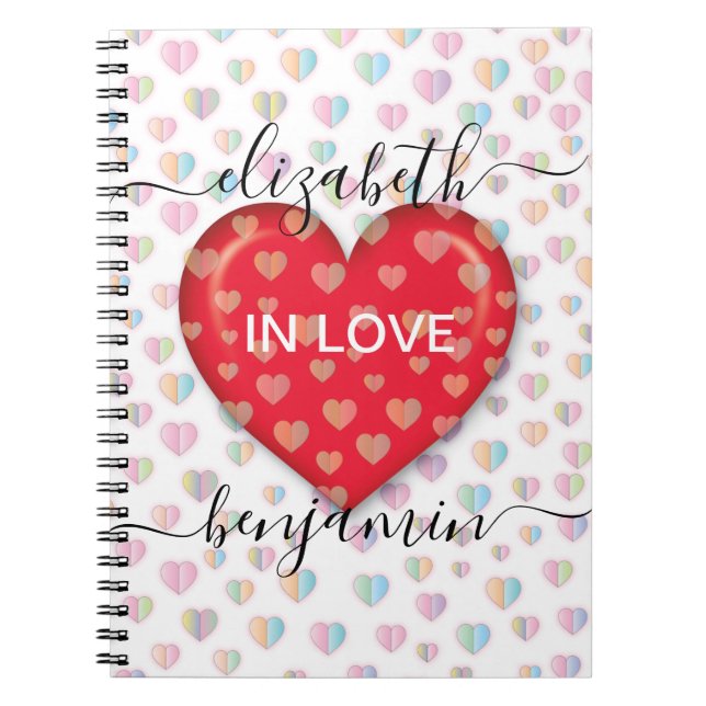 Minimalist Fall in Love Heart with heart speckles Notebook (Front)
