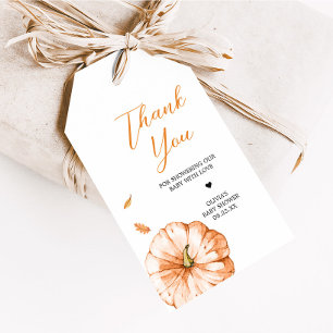 Minimalist Fall Little Pumpkin Baby Favour Tags