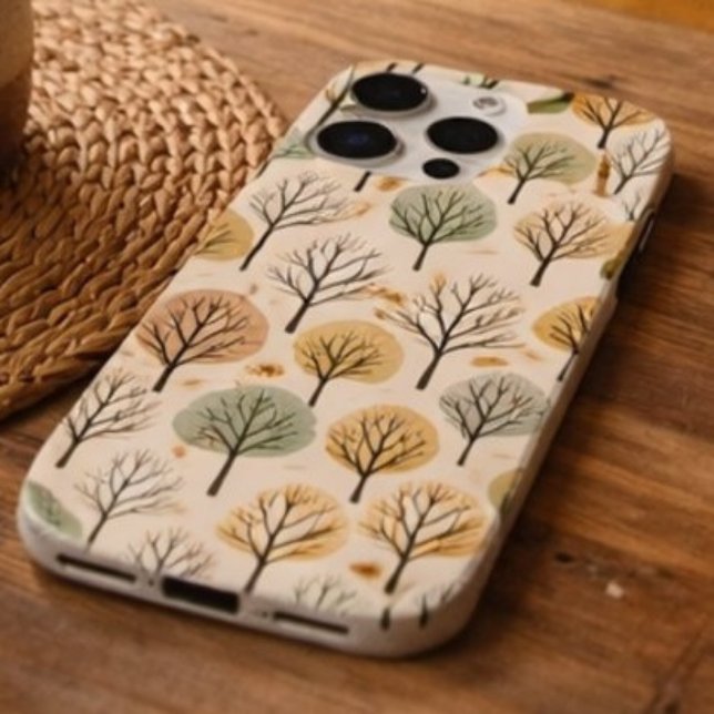 Minimalist Fall Tree Pattern Pastel Autumn Forest Case-Mate iPhone Case (Creator Uploaded)