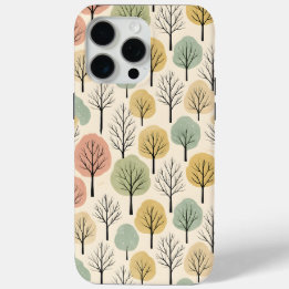 Minimalist Fall Tree Pattern Pastel Autumn Forest iPhone 15 Pro Max Case
