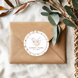 Minimalist Fall Wildflowers Wedding  Classic Round Sticker