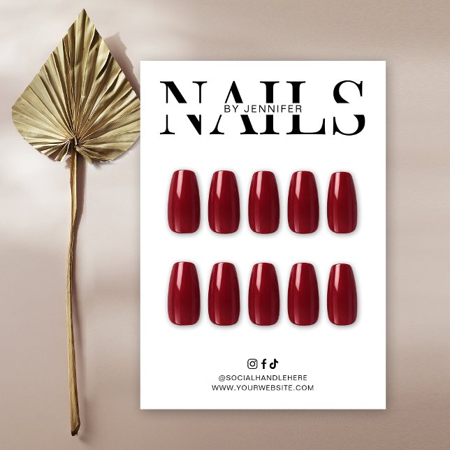 Minimalist False Nails Care Guide & Display Card (Minimalist acrylic nails display cards (*nails are for demonstration only, they are not included))