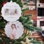 Minimalist Family 3 Photos  Tree Decoration Card<br><div class="desc">Minimalist Family 3 Photos. A handy all-in-one ornament and card,  has your 2 photos and your festive greeting and names,  with another photo on the back filling the whole area,  ready for your recipients to hang from their tree.</div>