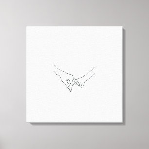 Minimalist Family Hand Holding Art – One Line Draw Canvas Print