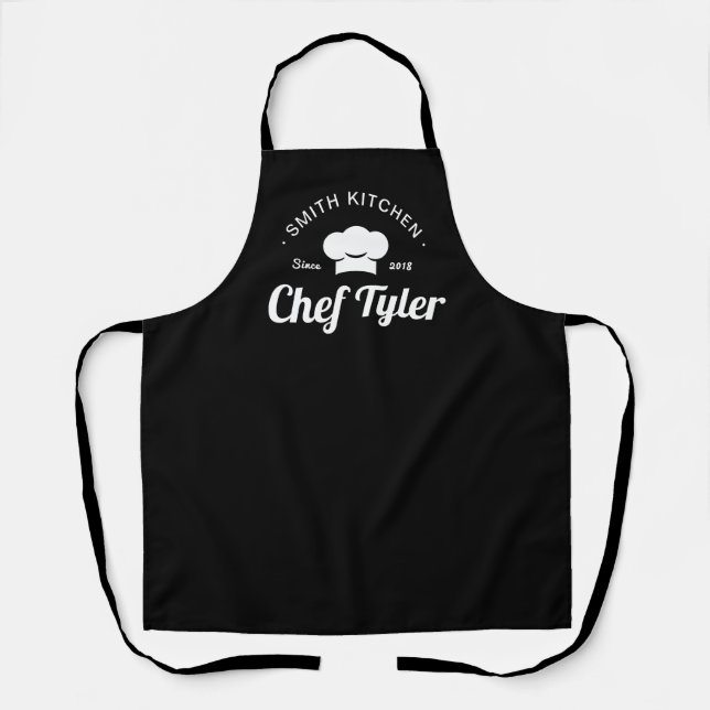 Minimalist Family Kitchen Chef Name Typography Des Apron (Front)