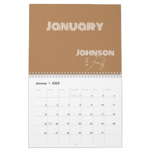 Minimalist Family Name Typography Calendar