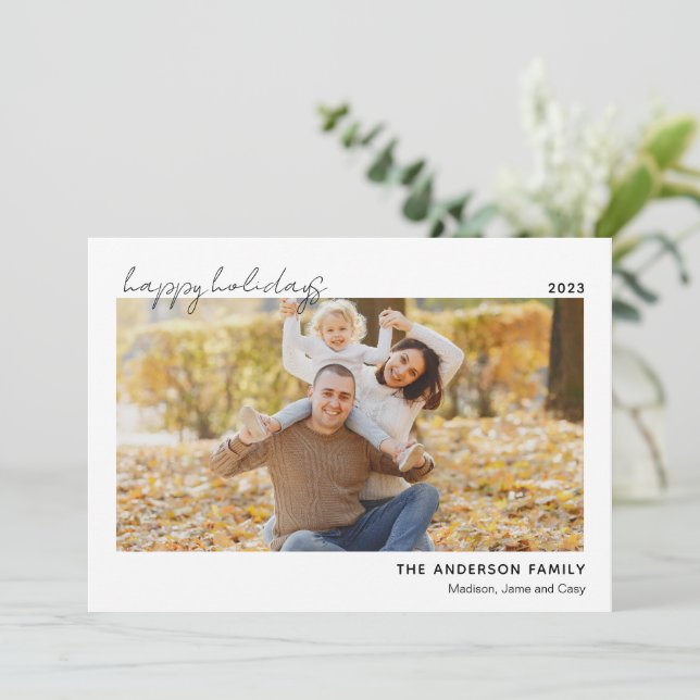 Minimalist Family Photo Christmas Holiday Card (Standing Front)