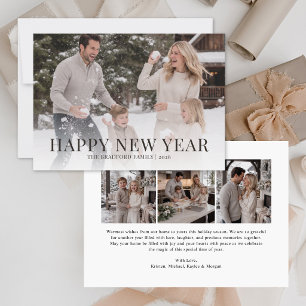 Minimalist Family Photo Collage New Year Holiday Card