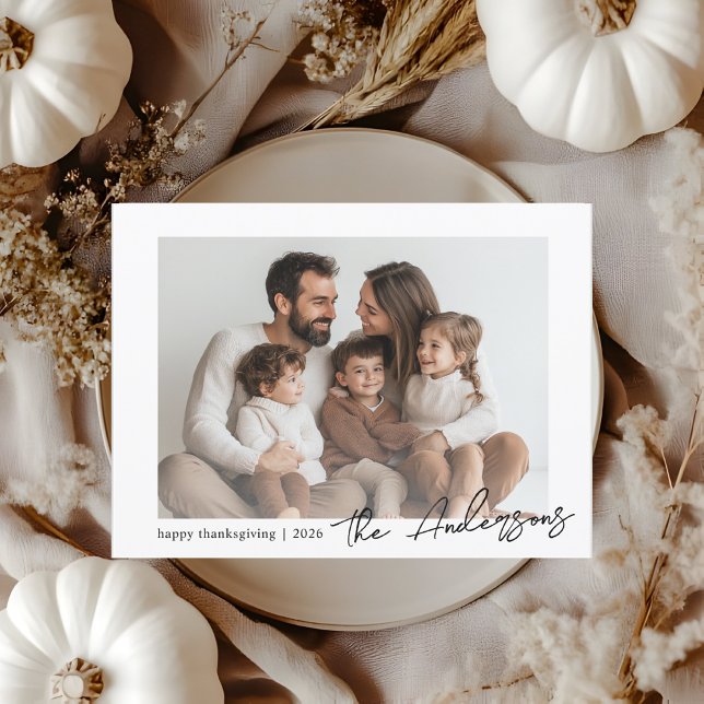 Minimalist Family Photo Thanksgiving  Postcard (Creator Uploaded)