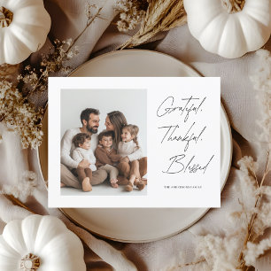 Minimalist Family Photo Thanksgiving  Postcard