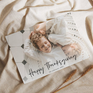 Minimalist Family Photo Thanksgiving  Postcard