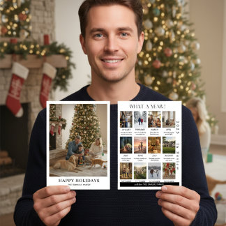 Minimalist Family Photo Year In Review Christmas Card