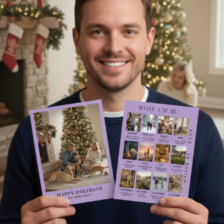 Minimalist Family Photo Year In Review Christmas Holiday Card