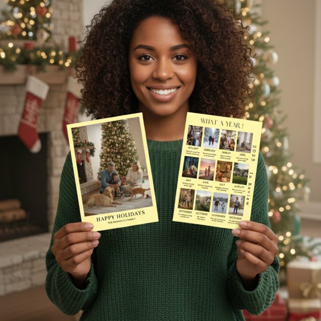 Minimalist Family Photo Year In Review Christmas Holiday Card (Creator Uploaded)