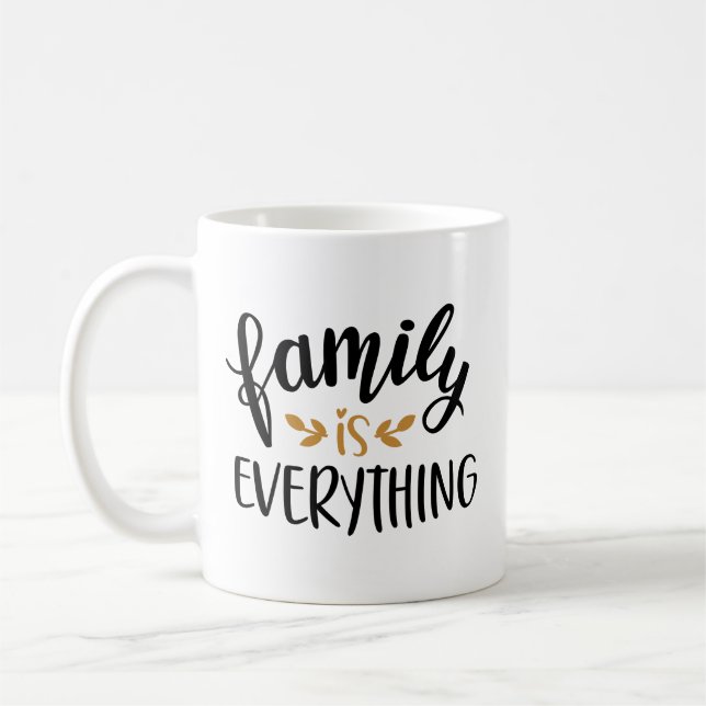 Minimalist Family Reunion Heartfelt Gold Leaf Tree Coffee Mug (Left)