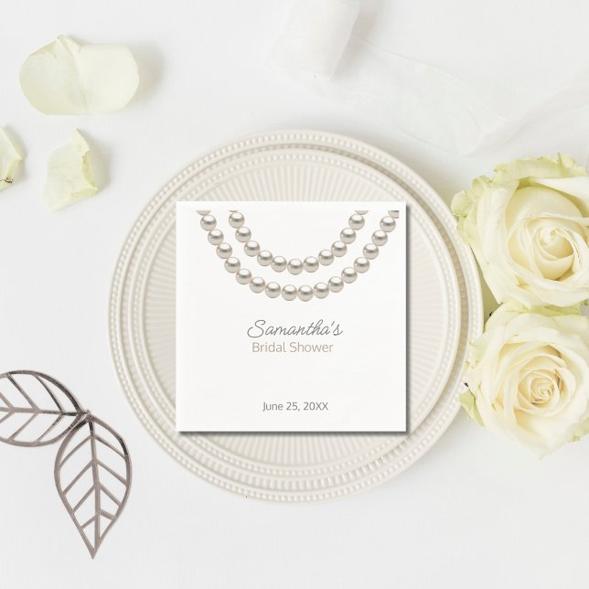 Minimalist fancy Pearl necklace Bridal Shower Napkin (Creator Uploaded)