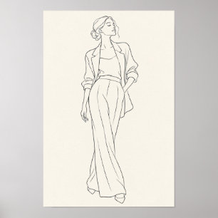 Minimalist Fashion Woman Line Art Portrait Poster