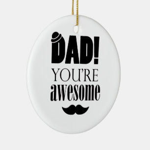 Minimalist Father's Day Typography Graphic! Ceramic Tree Decoration