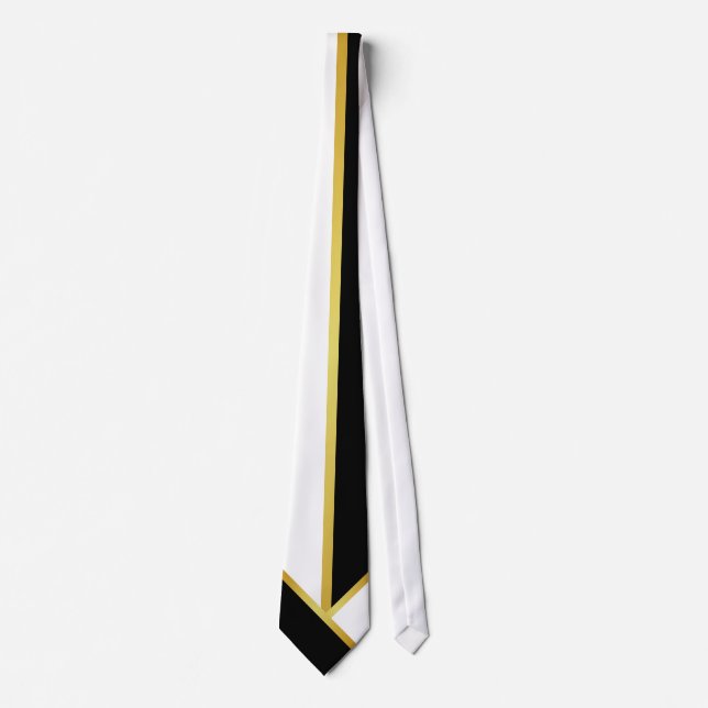 Minimalist Faux Gold Black White Tie (Front)