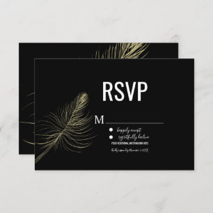 Minimalist Faux Gold Feather Bohemian RSVP Invitation