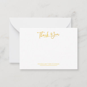 Minimalist Faux Gold Hand-Lettered Thank You Card