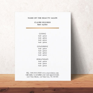 Minimalist Faux Gold Line Beauty Salon Menu