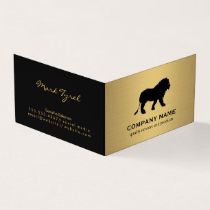 Minimalist Faux Gold Metallic / Lion Icon Business Card