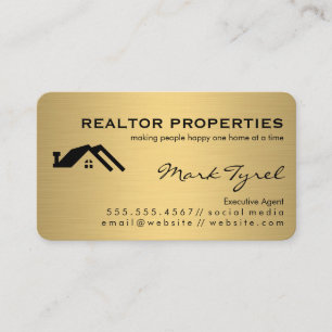 Minimalist Faux Gold Metallic / Real Estate Agent Business Card