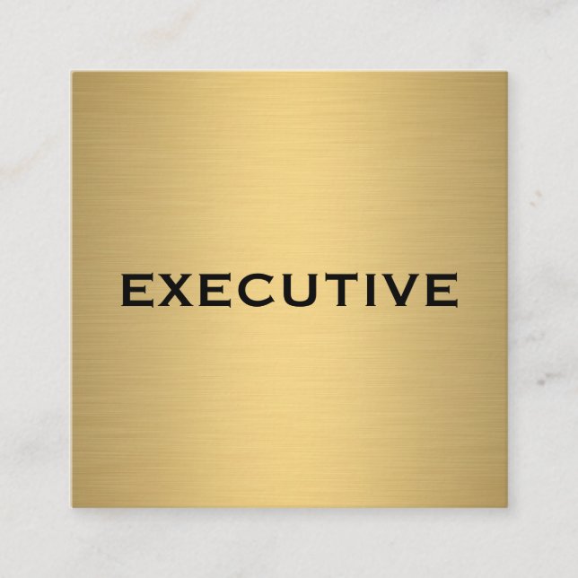 Minimalist Faux Gold Metallic Square Business Card (Front)