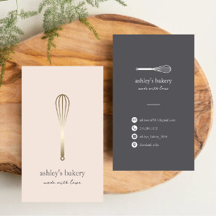 Minimalist Faux Gold Whisk Bakery Business Card
