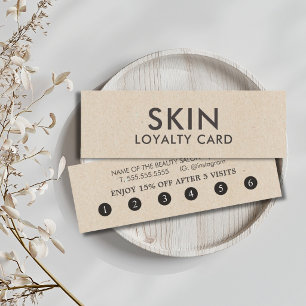Minimalist Faux Kraft Brown Bold Skin Care Loyalty Card