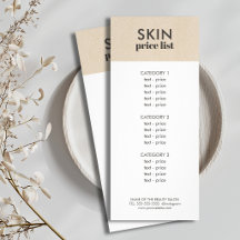 Minimalist Faux Kraft White Skin Care Price List