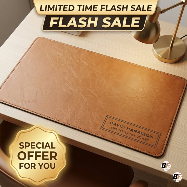 Minimalist Faux Leather Custom Name Executive Desk Mat (#ordernow)