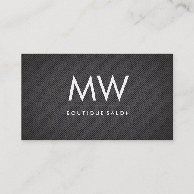 Minimalist Faux Linen Monogram Business Card (Front)
