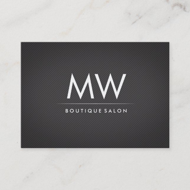Minimalist Faux Linen Monogram Business Card (Front)
