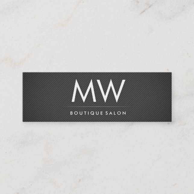Minimalist Faux Linen Monogram Mini Business Card (Front)