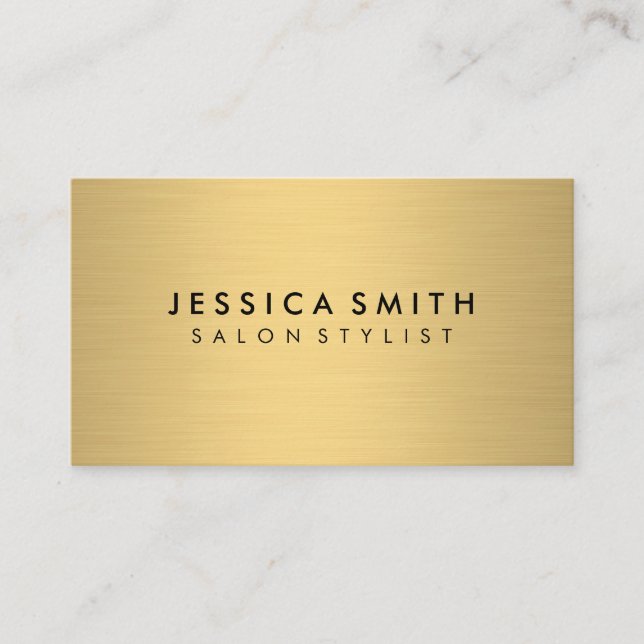 Minimalist Faux Metallic Gold Brushed Business Card (Front)