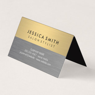 Minimalist Faux Metallic Gold Brushed Colour Block Business Card