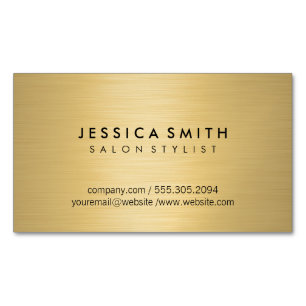 Minimalist Faux Metallic Gold Brushed Magnetic Business Card