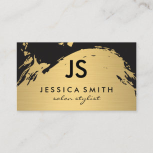 Minimalist Faux Metallic Gold Brushed Monogram Business Card
