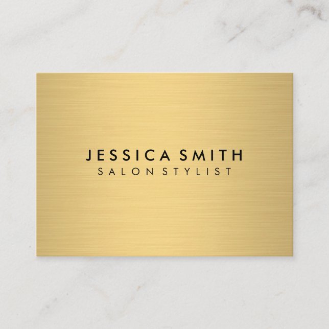 Minimalist Faux Metallic Gold Business Card (Front)
