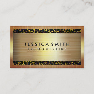 Minimalist Faux Metallic Gold Flakes Pattern Business Card