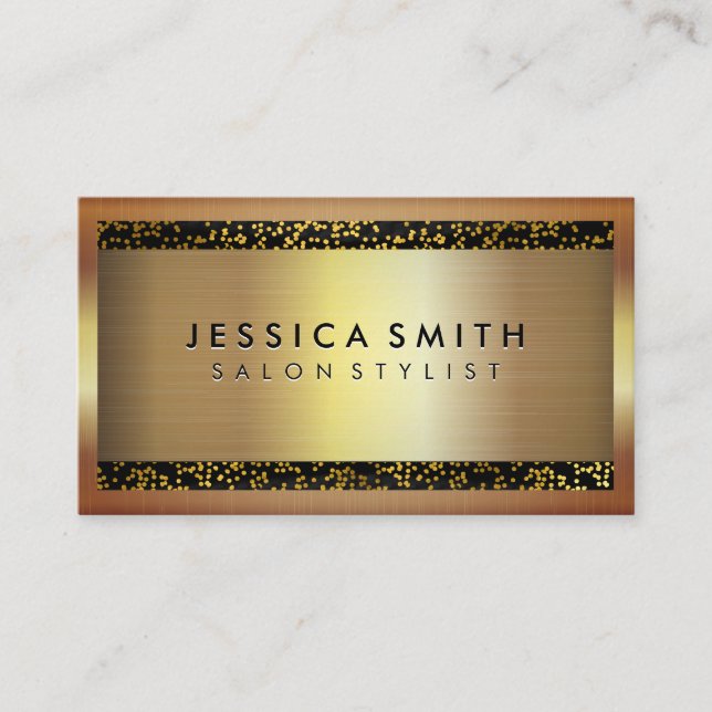 Minimalist Faux Metallic Gold Flakes Pattern Business Card (Front)