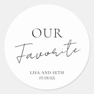 Minimalist Favourite Classic Wedding Round Sticker