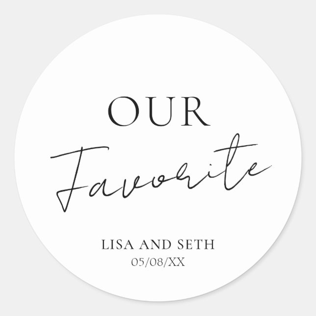 Minimalist Favourite Classic Wedding Round Sticker (Front)