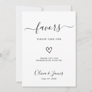 Minimalist Favours Sign, Wedding Favours Sign Invitation