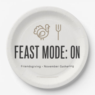 Minimalist Feast Mode ON Friendsgiving Napkins Paper Plate