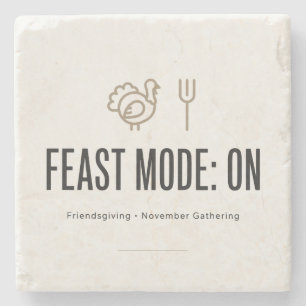 Minimalist Feast Mode ON Friendsgiving Napkins Stone Coaster